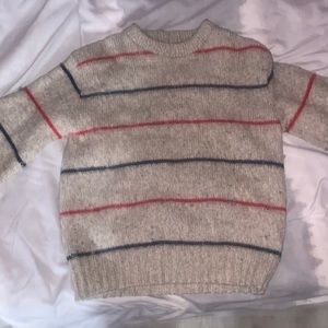 tan red and blue knit sweater missing tags fits like small